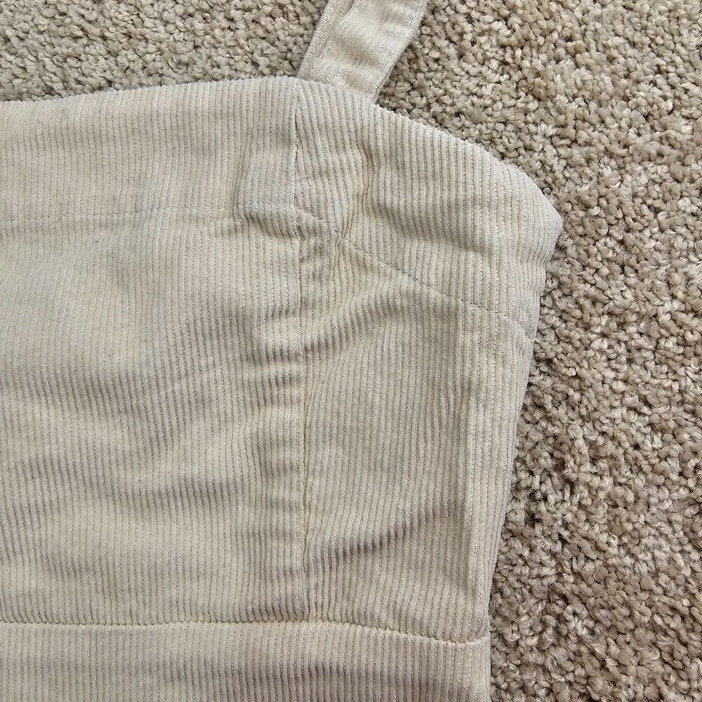 Khaki & Blue Cream Corduroy Mini Dress XS Square Neck A-Line Y2K Cottagecore - Picture 4 of 14